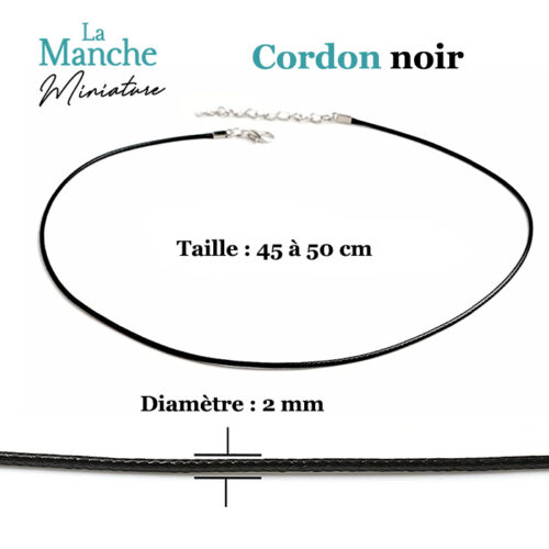 Achat Cordon noir pour pendentif cuir artificiel - LA MANCHE MINIATURE