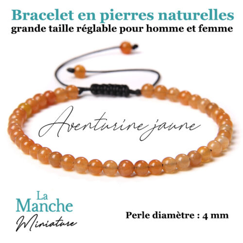 Bijou 1 bracelet en pierres naturelles Aventurine jaune bracelet pierre precieuse naturelle Manche Miniature