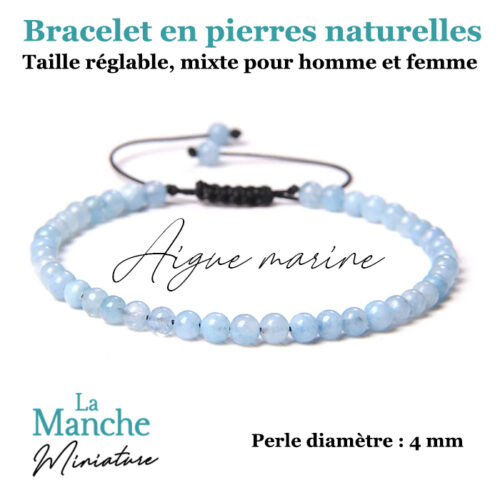 Bijou bracelet en pierres naturelles Aigue Marine bracelet pierre semi précieuse naturelle Manche Miniature Perles en Aigue Marine