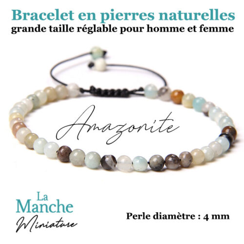 Bijou bracelet en pierres naturelles Amazonite bracelet pierre precieuse naturelle Manche Miniature