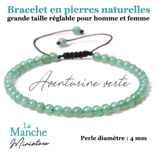 Bijou 1 bracelet en pierres naturelles Aventurine verte bracelet pierre précieuse naturelle Manche Miniature