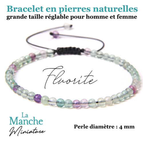 Bijou bracelet en pierres naturelles Fluorite bracelet pierre precieuse naturelle Manche Miniature