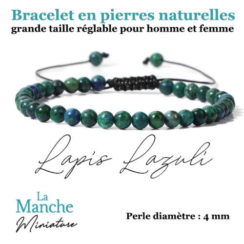 Bijou 1 bracelet en pierres naturelles Lapis Lazuli bracelet pierre precieuse naturelle Manche Miniature