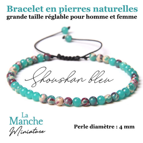 Bijou bracelet en pierres naturelles Shou Shan Bleu bracelet pierre precieuse naturelle Manche Miniature