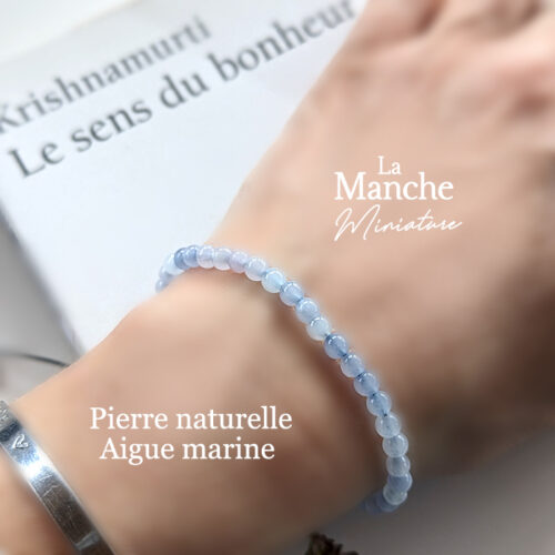 Bijou bracelet en pierres naturelles Aigue Marine bracelet pierre semi précieuse naturelle Manche Miniature Perles en Aigue Marine