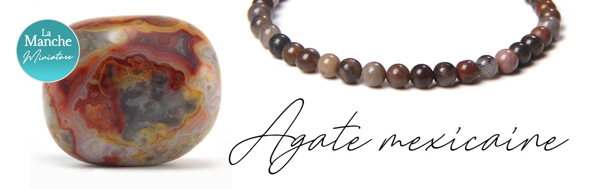 Vente de bijoux en pierre naturelle dans la Manche - Bracelet en perles Pierres naturelles - Agate mexicaine